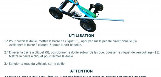 Two wheel dollies type "FOURRIERE" (without support) (maximum speed: 50 Km/h)