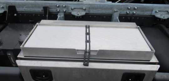 Two small aluminium ramps 700x250 mm with support on equipment for loading vehicles on the platform with trolleys