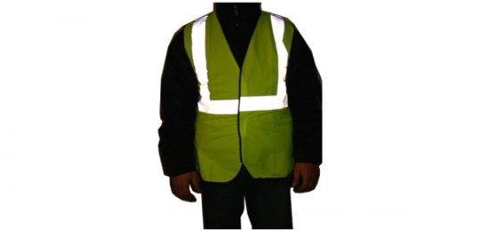 Three fluorescent signal vests