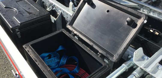A plastic toolbox with opening from above 600mm