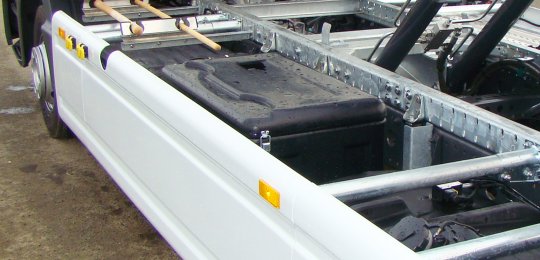 A plastic toolbox with opening from above 850mm