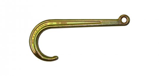 Un crochet de boucher avec manille sur câble du treuil